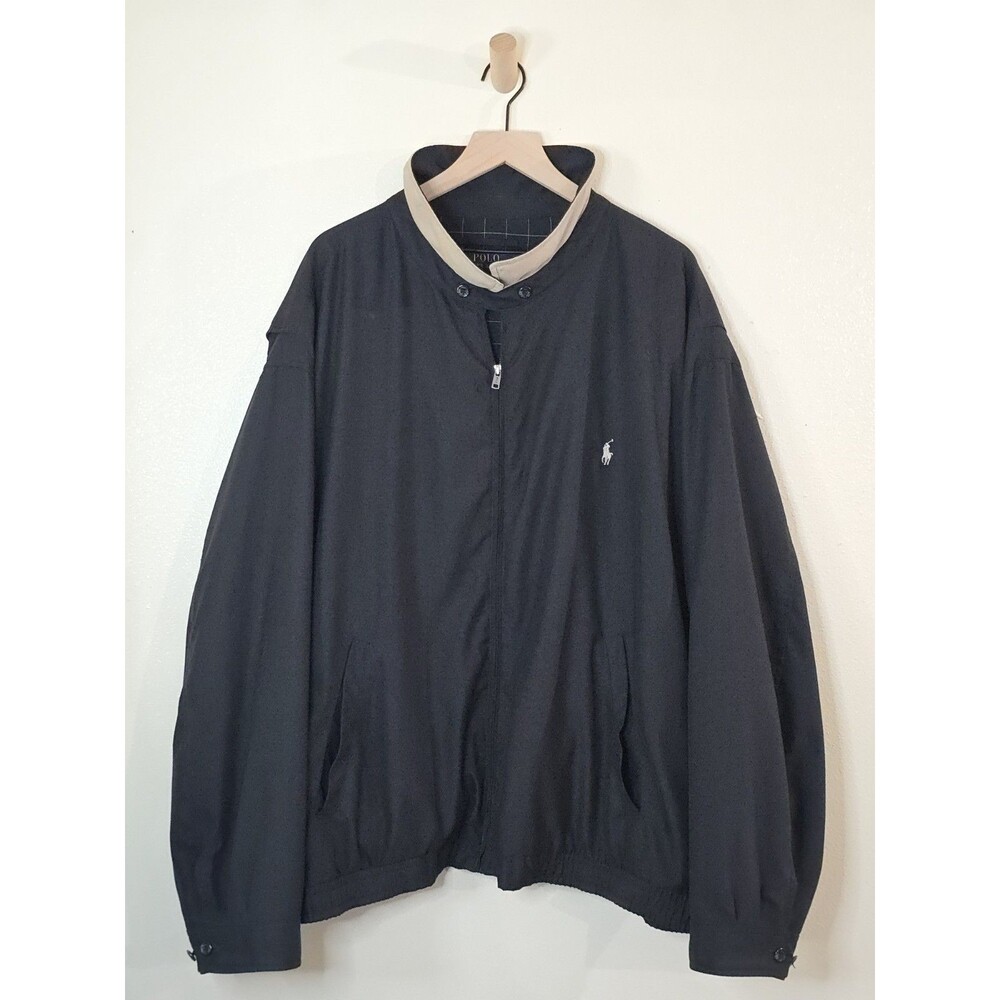 Polo Ralph Lauren Harrington Jacket Mens 5XB Big Bi Swing Full Zip Black Plaid